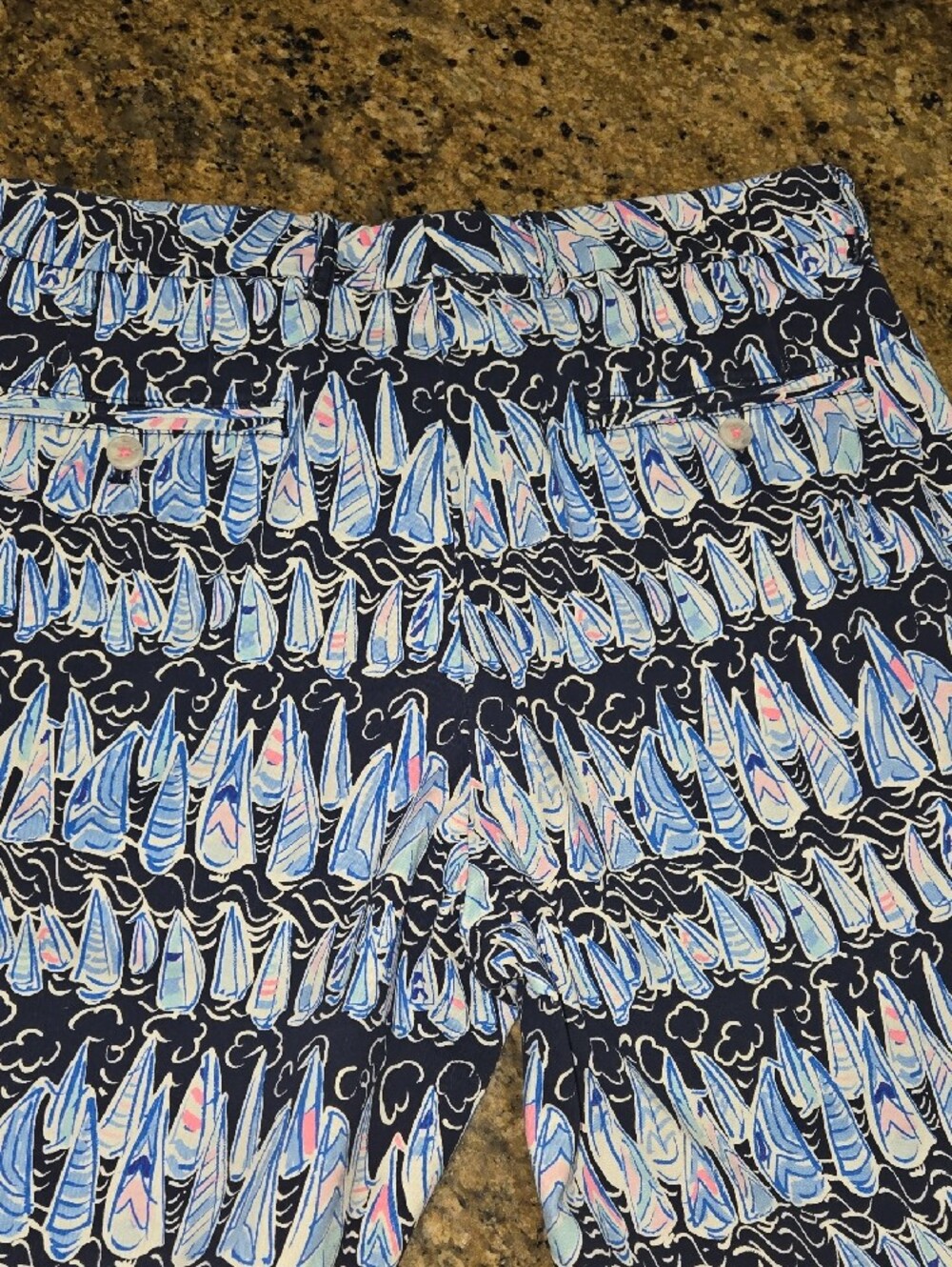 Lilly Pulitzer Men's Beaumont Navy, Light Blue & Pink Sailboat Print Shorts - Picture 9 of 9